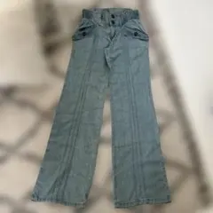 ジェットレーベルワイドレッグデニムパンツ