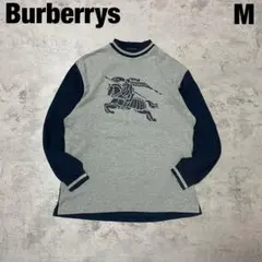 Burberrys バーバリーズ ホースロゴ 長袖Tシャツ M グレー ネイビー