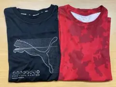 PUMA IGNIO スポーツTシャツ 黒/赤　2枚セット