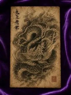 加藤龍山 水墨画気を吐く龍「額入印刷物」と水墨画昇龍のポスターの