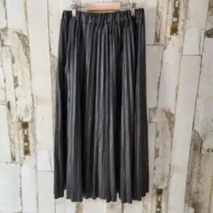 フェリシモ　haco！合成皮革　プリーツスカート　Lサイズ ウエストゴム