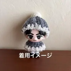 すのチルソフビサイズ　ポンポンニット帽＋ポンチョ２点セット(白)