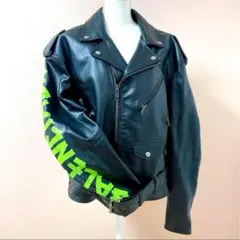 balenciagaレザージャケット　緑ロゴのサムネイル