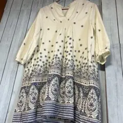 AMICAL 花柄　七分袖チュニック Lサイズ