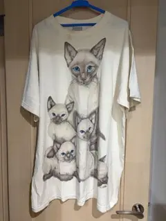 最終値下げ　Kittens アニマルプリント シャム猫　猫　Tシャツ　ワンサイズ