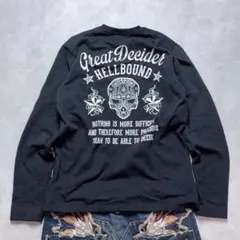 archive Y2K 00s scull long shirt Black