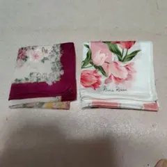 Nina Ricci 花柄ハンカチ 2枚セット