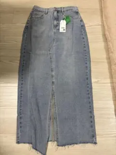 デニムタイトスカート ライトブルー スリット入り