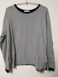 白黒ストライプ 長袖Tシャツ