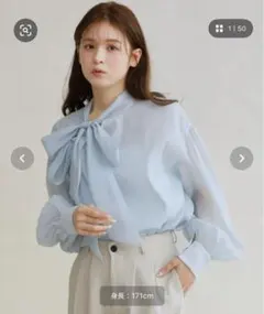 Olu. 2wayシアーダブルリボンブラウス