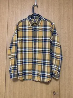 【UNIQLO】 マスタード・ネイビー・ホワイト チェックネルシャツ 《M》