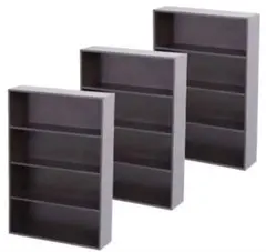 얇은 컬러 박스, 4단, 너비, 60cm, 3개 세트 (브라운), 와이드 책장