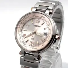 稼働 新品電池 シチズン クロスシー ピンク サファイアガラス 電波ソーラー