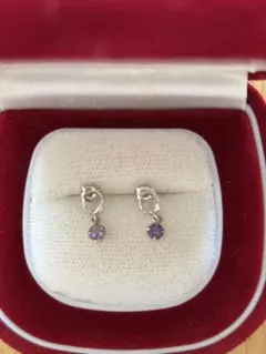 K14アメジストホワイトゴールドピアス