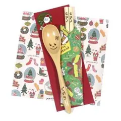 【クリスマス】名入れ 木のスプーン お箸 セット