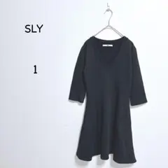 スライ フレアワンピース 1 ブラック Vネック ウエスト切替 七分袖
