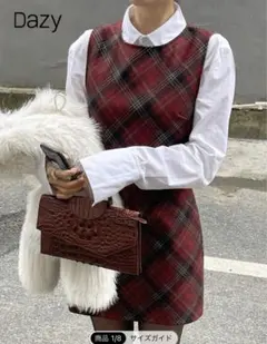 Dazy チェック柄 ノースリーブ ミニワンピース