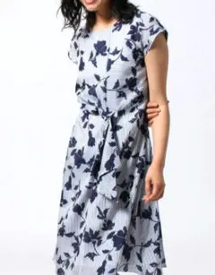 【新品】アンタイトル 花柄ストライプワンピース 2/M 日本製