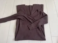 Ｖネッククロスバックスリットロングワンピース[rut702]