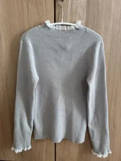 Pierrot グレー フリル長袖セーター M