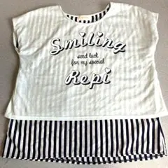 repipi armario ノースリーブ Tシャツ S ストライプ柄ラメ入り