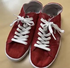 24.5センチ　Puma メッシュデザイン スニーカー レッド UK5.5
