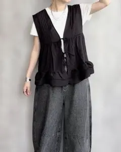 ♡新品未使用♡niko and…♡フリルシアーリボンベスト♡