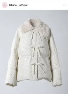 ララーナドット柄 ホワイトダウンジャケット