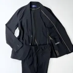 【美品】ナノユニバース ダメリーノ セットアップ スーツ ブラック ストレッチ