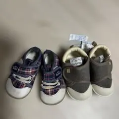 ベビーシューズ ネイビー/ブラウン スリッポン