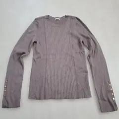 GU　リブニットボタンスリーブプルオーバー　モカブラウン