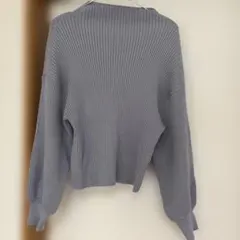 dearfulリブ編み グレー 長袖セーター