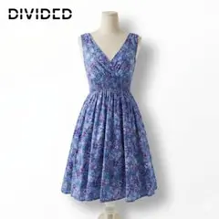 美品 H&M DIVIDED 花柄 キャミワンピース コットン ブルー M相当のサムネイル