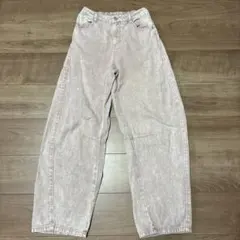 ピンク　バレルレッグパンツ　Sサイズのサムネイル