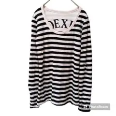 COEXIST 【S】リバーシブルカットソー ボーダー 総柄 プリント 古着