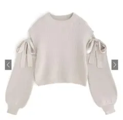 GRL ショルダーリボンニットトップス アイボリー フリーサイズ