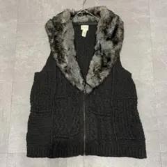 chico's ファー襟 ニットベスト F 黒 y2k フェアリーグランジのサムネイル