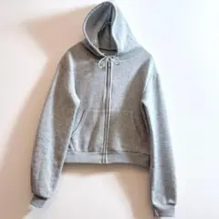 SHEIN◇裏起毛 ジップアップパーカー フード付き グレー 防寒 秋冬 S