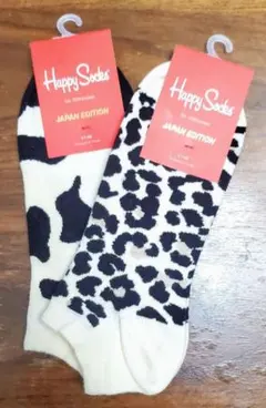 ハッピーソックス　新品　メンズ　靴下(カウ/レオパード)