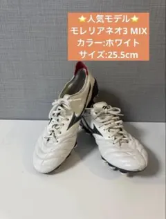 早い者勝ち❣️モレリアネオ3 MIX 白 25.5cm 天然芝用 スパイク✨