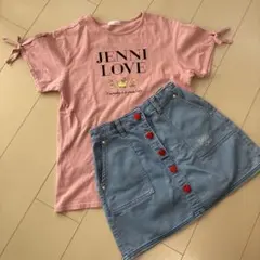 【Jenni Love上下セット】キッズ 女の子 半袖Tシャツ＋デニムスカート