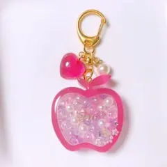 りんご型　シャカシャカキーホルダー