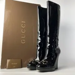 まいこ様専用GUCCI ホースビット　ウェッジソールロングブーツパテント24.5
