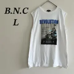 【美品】B.N.C タンクトップ L ホワイト 白 カジュアル スポーツ 夏