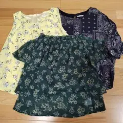 柄物 七分丈～ノースリーブブラウス 3枚セットのサムネイル