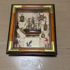 べっ甲 帆船 模型 鼈甲 船 べっ甲細工 帆船細工 ガラスケース入り 昭和