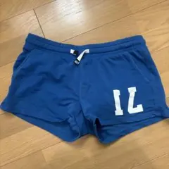 ショートパンツ　海外ガール　ブルー　90s ナンバーパンツ