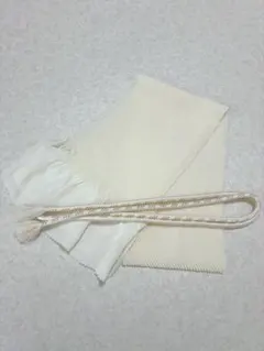 礼装用 正絹 帯締め 帯揚げセット 白 金糸入り フォーマル 和装小物