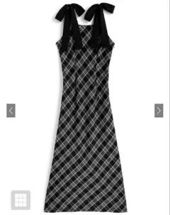 GRL チェック柄リボンストラップキャミソールワンピース[gn508]