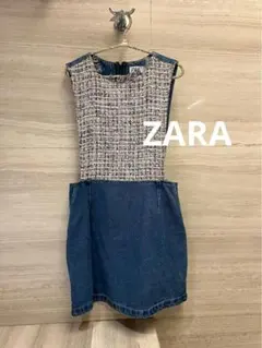 【完売！】ZARA ツイード×デニム ノースリーブ ミニ ワンピース ジッパーのサムネイル